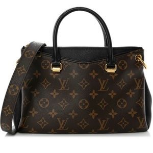 Authentic LOUIS VUITTON Pallas BB Satchel Crossbody M42960 Brown Noir Black